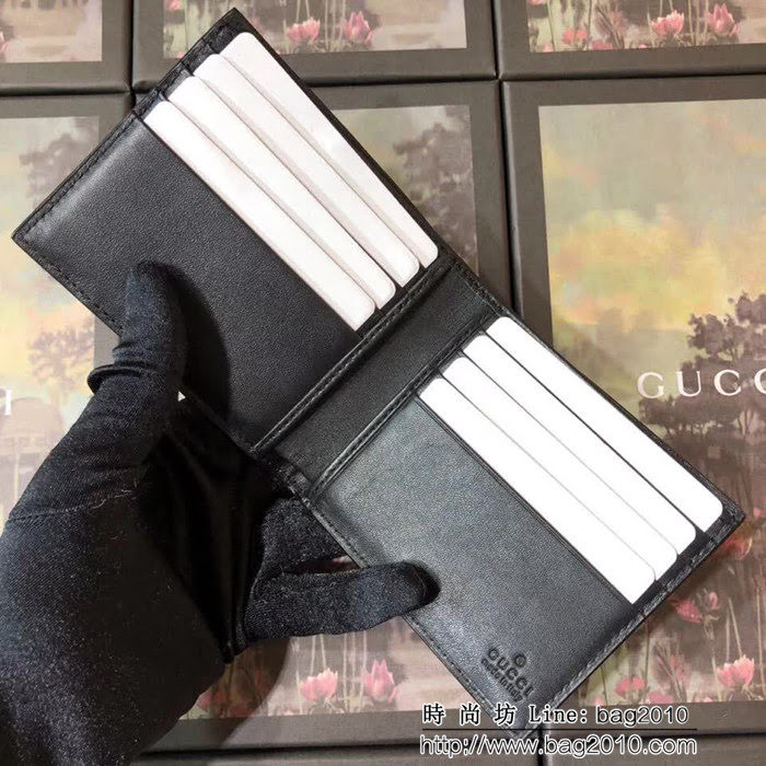 GUCCI古馳 專櫃同步 紅綠織帶 男士雙折皮夾 408827 克壓花皮 WTG1929